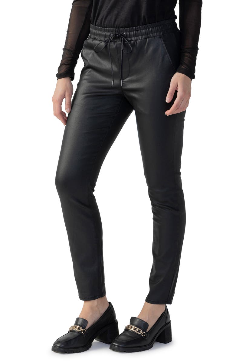 Sanctuary Women's Hayden Tie Waist Faux Leather Pants Black Size Medium