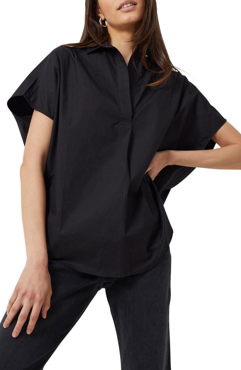 French Connection Women's Cele Rhodes Cotton Blouse Black Size Small
