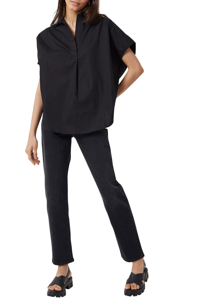 French Connection Women's Cele Rhodes Cotton Blouse Black Size Small