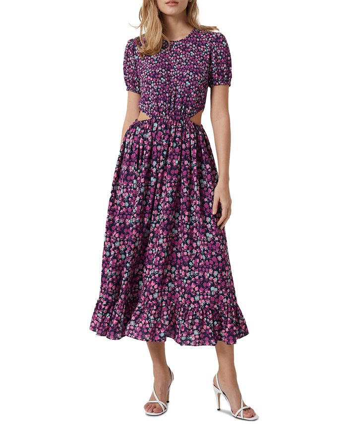 French Connection Women's Printed Cutout Midi Dress Purple Size 10