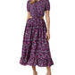 French Connection Women's Printed Cutout Midi Dress Purple Size 0