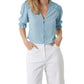 French Connection Women's Crepe Crop Blouse Blue Size 10
