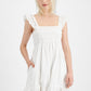 French Connection Women's Smocked Organic Cotton Midi Dress White Size 0