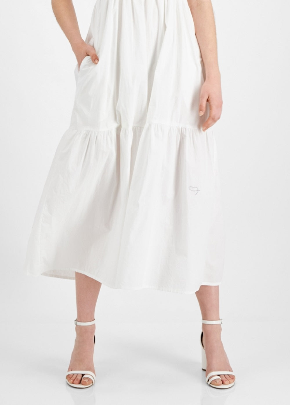 French Connection Women's Smocked Organic Cotton Midi Dress White Size 0