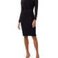 French Connection Viven Long Sleeve Mesh Panel Sheath Dress in Black Size 10
