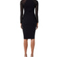 French Connection Viven Long Sleeve Mesh Panel Sheath Dress in Black Size 10