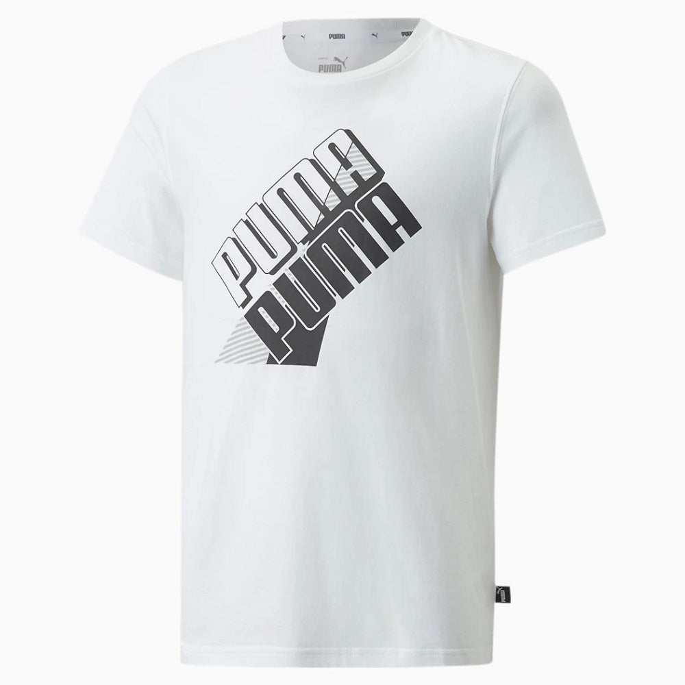 Puma Men's Power Logo Graphic Short Sleeve T-Shirt White Size Medium