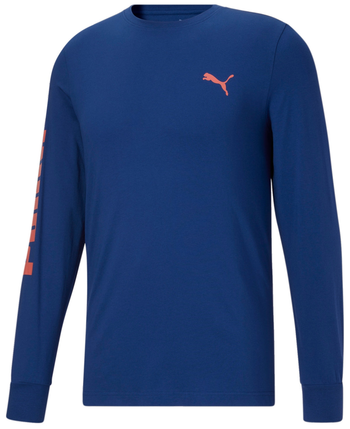 Puma Men's Long Sleeve Logo Tee Blue Size Large