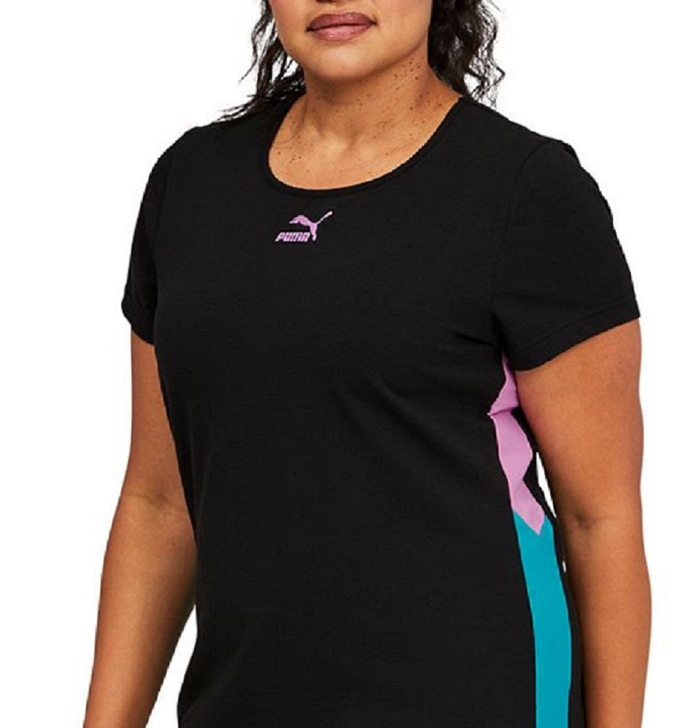 Puma Women's Lava Colorblocked Round Neck Mini Dress Black Size 2X