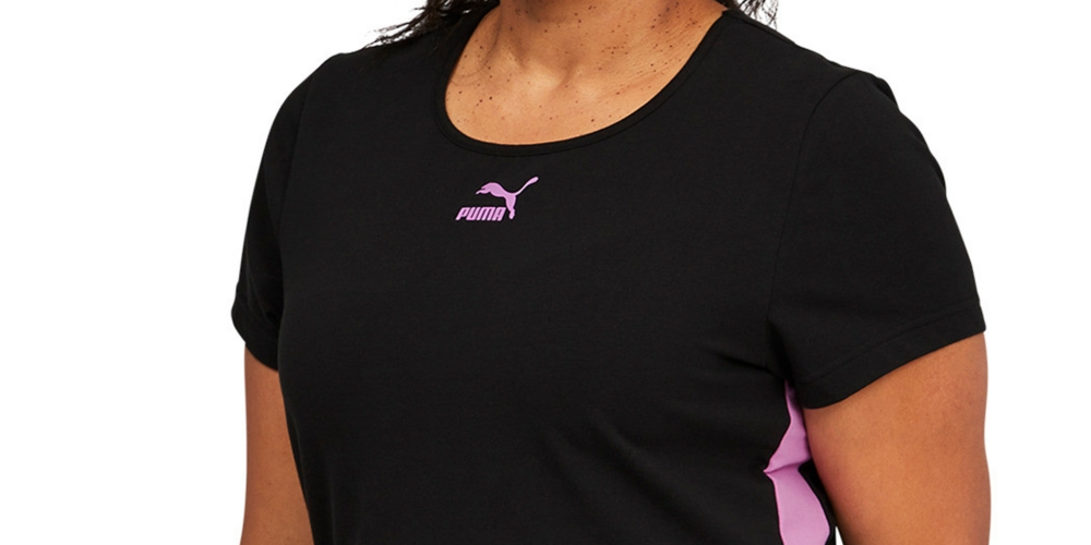Puma Women's Lava Colorblocked Round Neck Mini Dress Black Size 2X