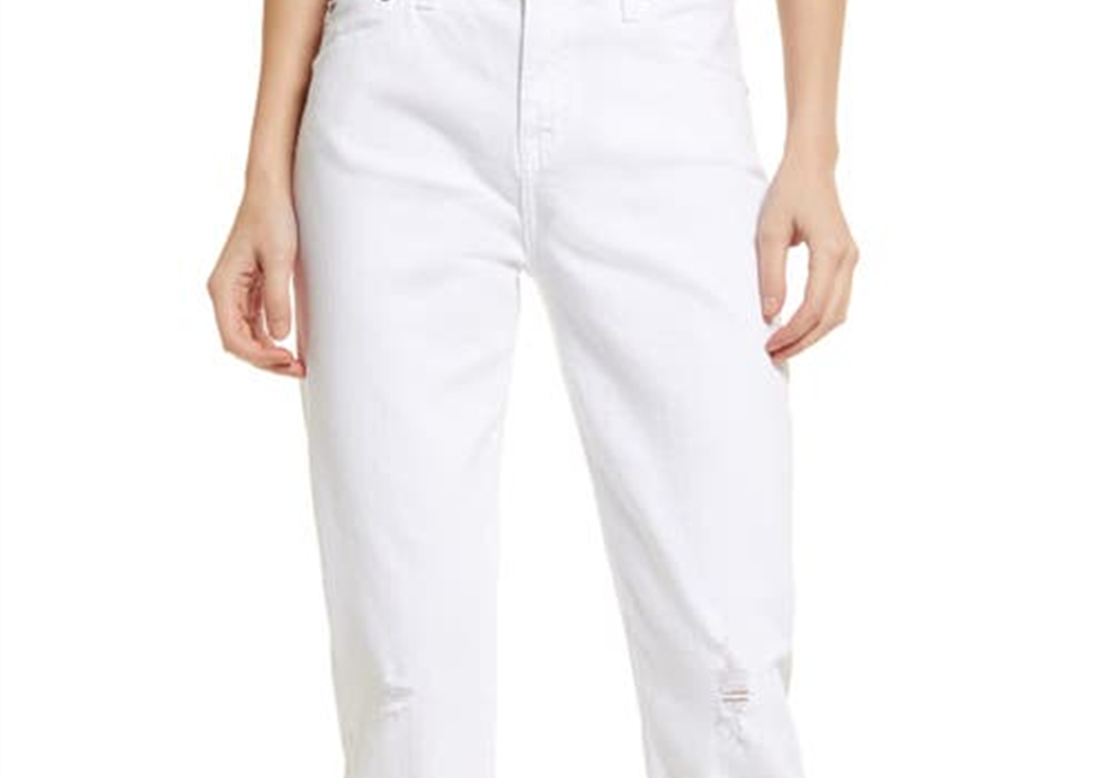 AG Ex-Boyfriend Slouchy Slim Crop Jeans in 1 Year Base White , Size 25