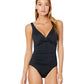 Ralph Lauren Women's Beach Club Twist Over The Shoulder Underwire One Piece Black Size 14