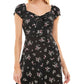 Ultra Flirt Junior's Floral Print Mini Dress Black Size Large
