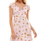 Ultra Flirt Junior's Floral Print Mini Dress Pink Size X-Small