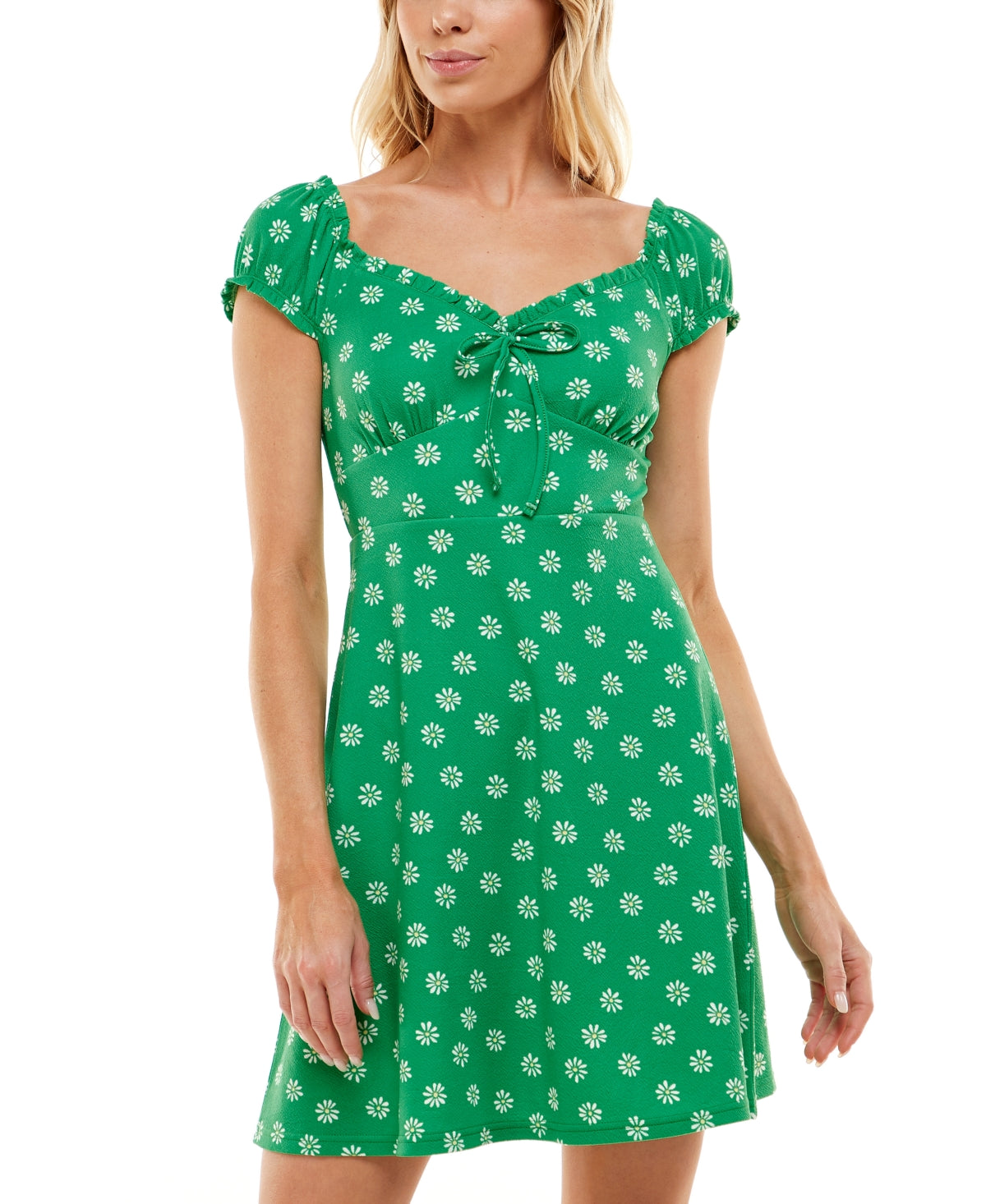 Ultra Flirt Junior's Floral Print Mini Dress Green Size Medium