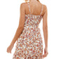 Ultra Flirt Junior's Printed Crochet Trim Dress Beige Size M