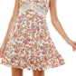 Ultra Flirt Women's Lace Trim Mini Fit & Flare Dress White Size X-Small