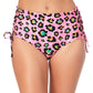 California Waves Women's Side Lace High Waist Bikini Swim Bottoms Pink