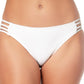California Waves Women's Stretch Lined Moderate Coverage Strappy Hipster Swimsuit Bottom White Size Medium