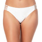 California Waves Women's Stretch Lined Moderate Coverage Strappy Hipster Swimsuit Bottom White Size Medium