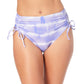 California Waves Women's Tie-Dyed High-Waist Bikini Swim Bottoms Purple Size Large