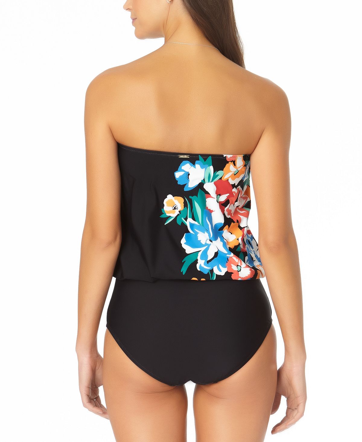 Anne Cole Women's Signature  Summer Bunches Blouson Black Size 10