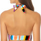 Anne Cole Women's Wavy Stripe Marilyn Halter Bikini Top Swimsuit Multicolor