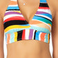 Anne Cole Women's Wavy Stripe Marilyn Halter Bikini Top Swimsuit Multicolor
