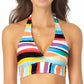 Anne Cole Women's Wavy Stripe Marilyn Halter Bikini Top Swimsuit Multicolor