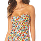Anne Cole Women's Ditsy Floral Twist Strapless Tankini Top Swimsuit White Multi