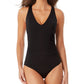 Anne Cole Women's V Neck Crossback One Piece Swimsuit Black Size 8