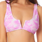 California Waves Junior's V Wire Bralette Bikini Top Swimsuit Pink