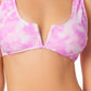 California Waves Junior's V Wire Bralette Bikini Top Swimsuit Pink