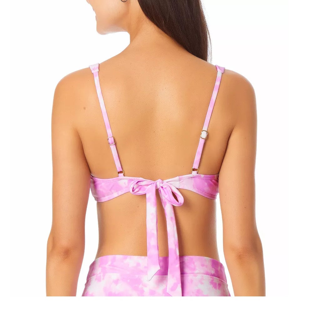 California Waves Junior's V Wire Bralette Bikini Top Swimsuit Pink