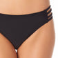 California Waves Junior's Strappy Side Hipster Bikini Bottoms Swimsuit Black