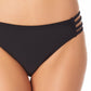 California Waves Junior's Strappy Side Hipster Bikini Bottoms Swimsuit Black