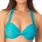 California Waves Junior's Underwire Push-Up Bikini Top Swimsuit Blue Size Large