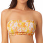 California Waves Women's Printed Smocked Bandeau Bikini Top Swimsuit Yellow Size X-Small