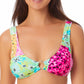 California Waves Women's Juniors' Printed Bralette Bikini Top Swimsuit Green