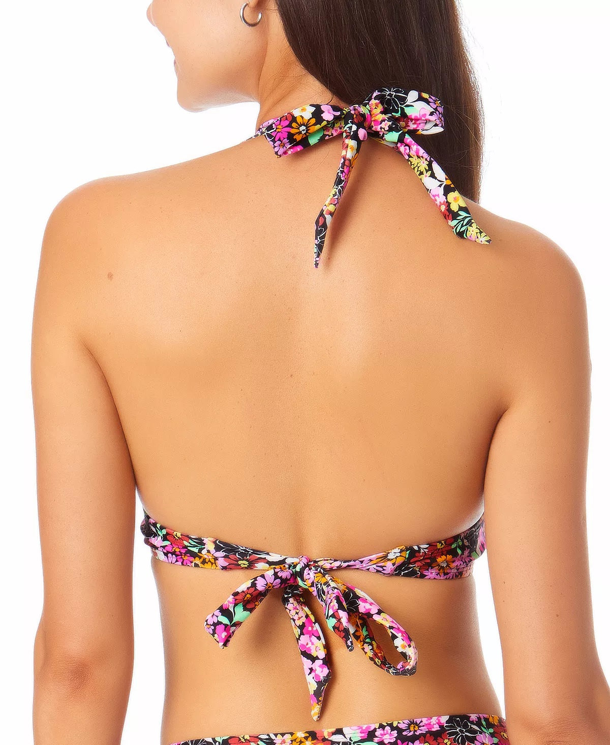 California Waves Junior's Printed Underwire Push Up Bikini Top Swimsuit Black Floral Size Small