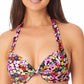 California Waves Junior's Printed Underwire Push Up Bikini Top Swimsuit Black Floral Size Small