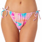 California Waves Juniors' Women's Printed String Bikini Pink Tie Dye Size L