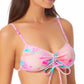 California Waves Junior's Cinch Front Strappy Bikini TopSwimsuit Pink