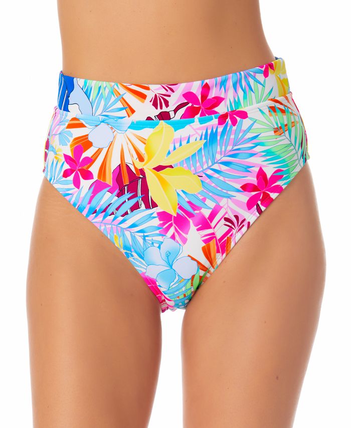 California Waves Junior's Printed High Waist Bikini Bottoms Swimsuit Multi Size Small