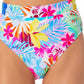 California Waves Junior's Printed High Waist Bikini Bottoms Swimsuit White