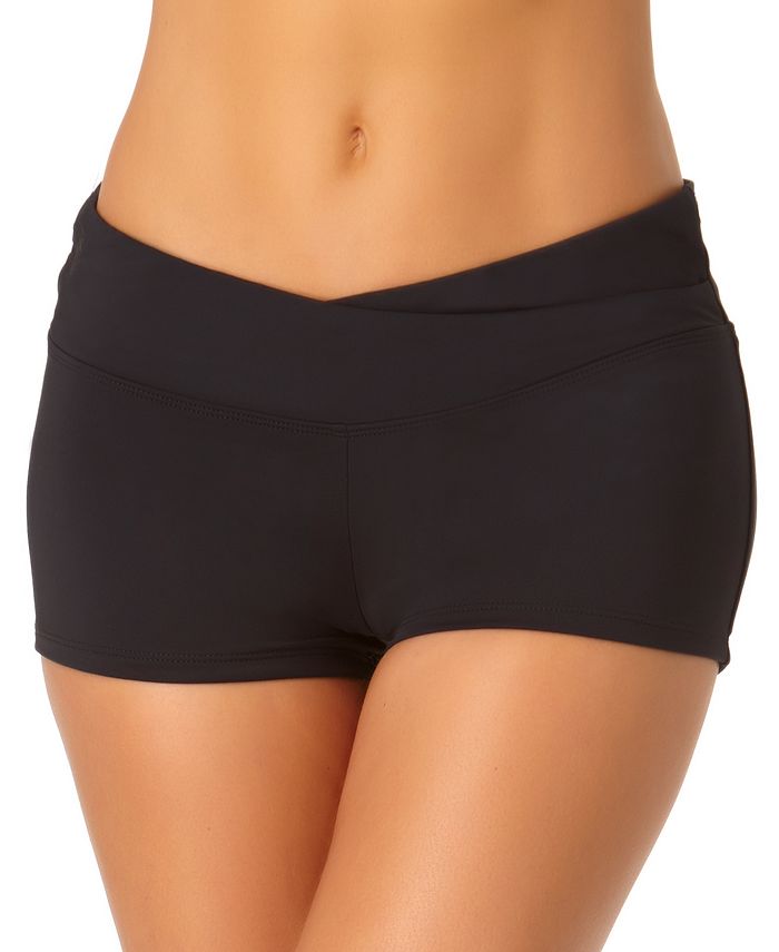 Anne Cole Women's Twist Front Swim Shorts Swimsuit Black