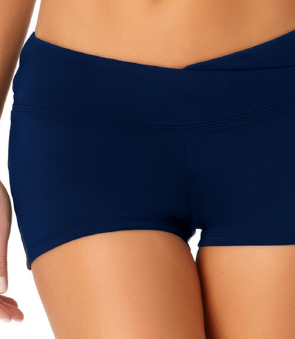 Anne Cole Women's Twist Front Swim Shorts Swimsuit Blue Size X-Small