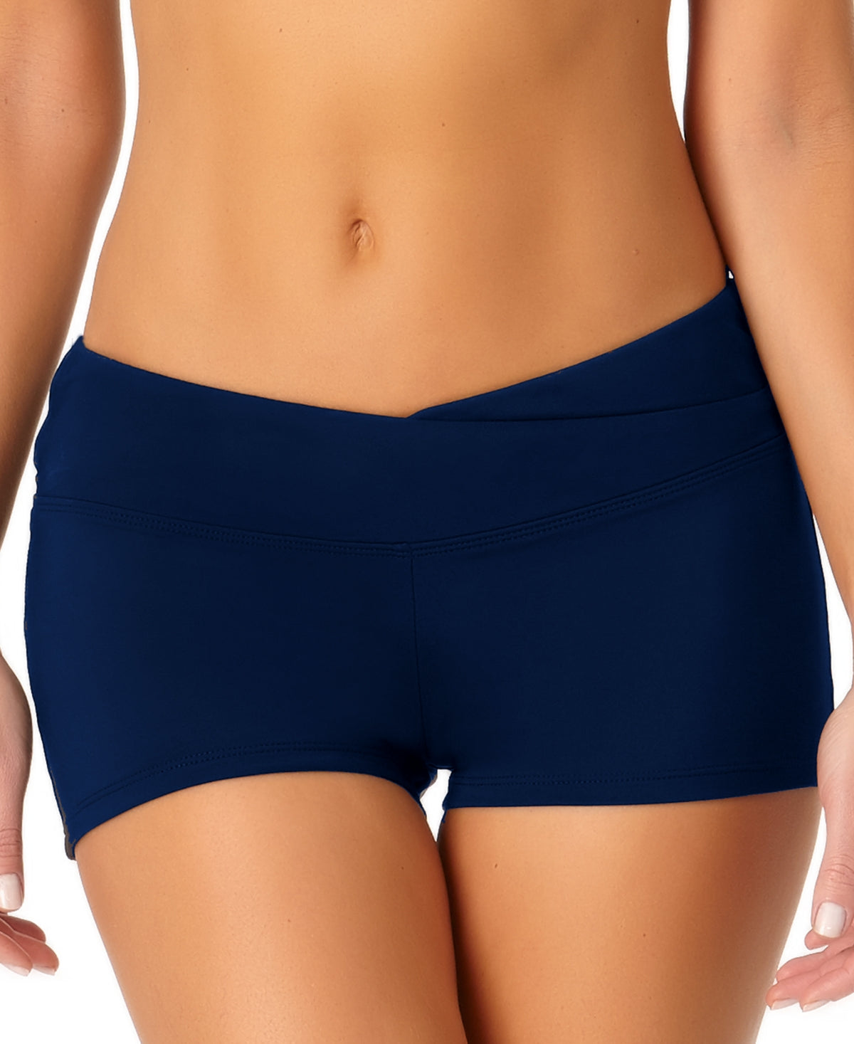 Anne Cole Women's Twist Front Swim Shorts Swimsuit Blue Size X-Small
