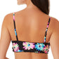 California Waves Junior's Gerber Daisy Lettuce Edge Bandeau Top Swimsuit  Black