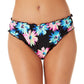 California Waves Junior's Gerber Daisy Lettuce Edge Hipster Bikini Bottoms Swimsuit White